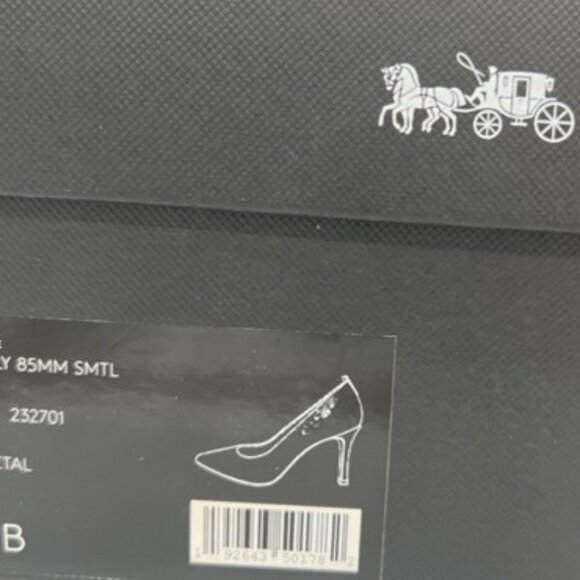 COACH Waverly Gunmetal Gray Leather High Heel Pumps with Box & Dust Bag Size 9 - Picture 11 of 12